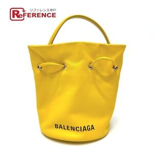 BALENCIAGA Bucket Bag drawstring shoulder leather yellow